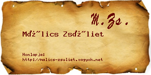 Málics Zsüliet névjegykártya